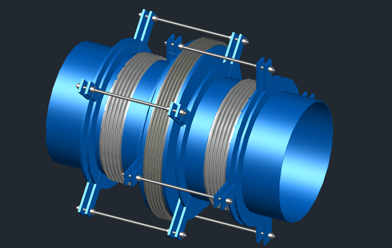 CAD drawing of a pressure balanced expansion joint