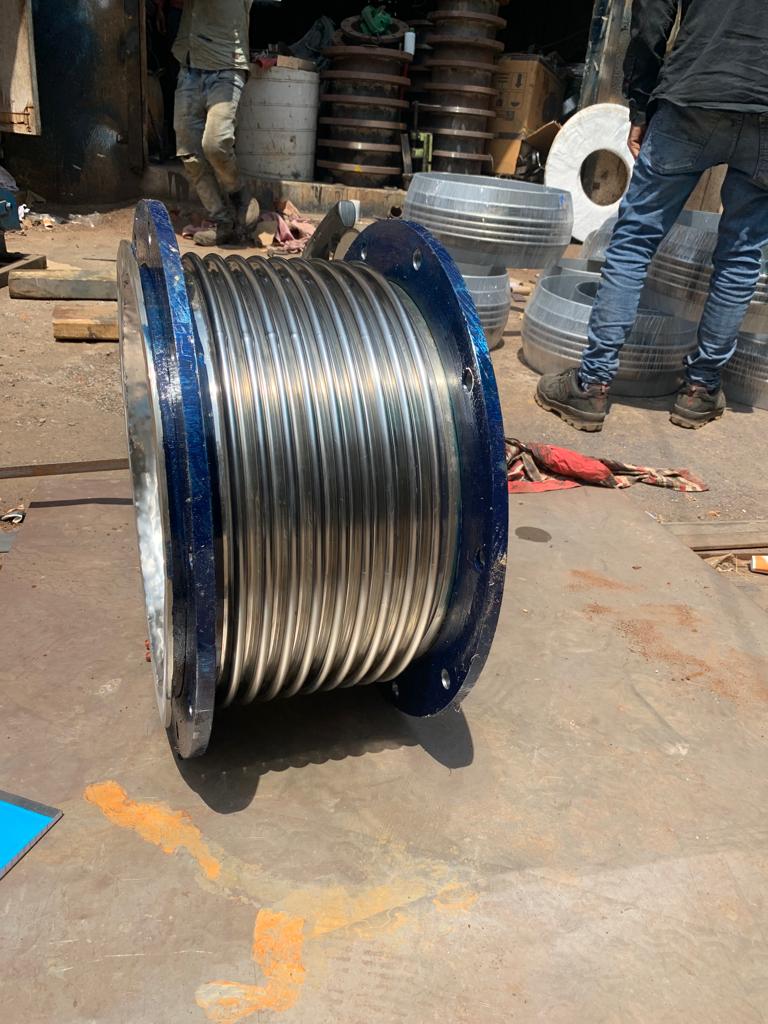 Finished metal bellows unit at the Uma Bellows facility